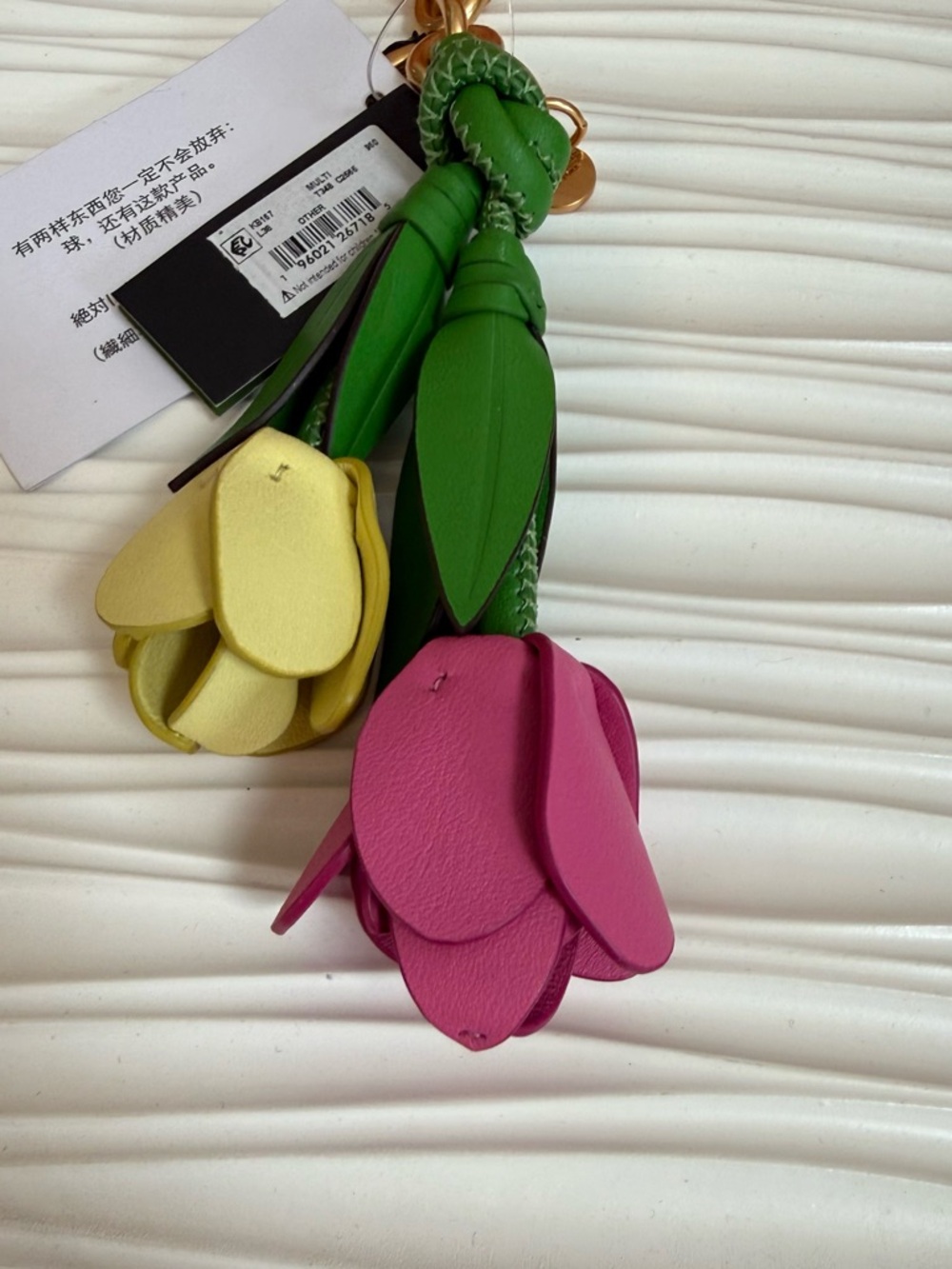 NWT Kate Spade New York leather tulip key fob / bag charm - Picture 4 of 7
